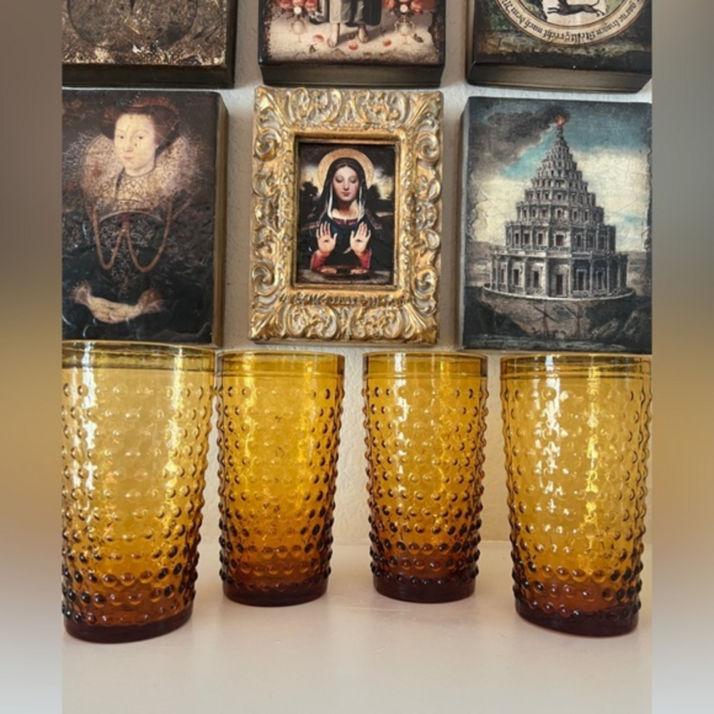 Zrike Amber Hobnail Tumbler Set Of Glasses Hobnail‎ Set of 4
